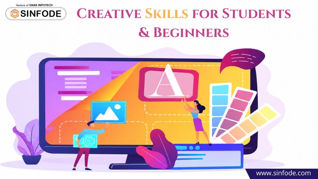 Creative graphic design workspace with Adobe Photoshop, Illustrator, and Canva icons for beginner design learning and digital creativity training